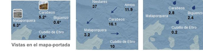 Vistas en mapa de la estación meteorológica de Carabeos