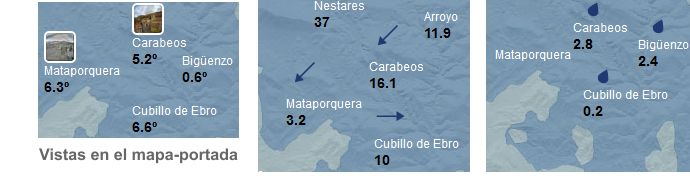 Vistas en mapa de la estación meteorológica de Carabeos